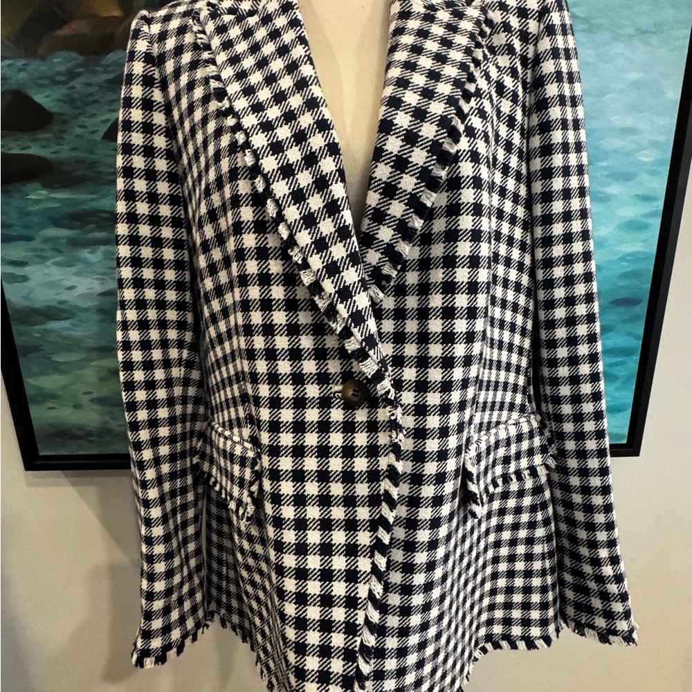 Boden Navy and White Checkered Hever Blazer - Picture 4 of 9